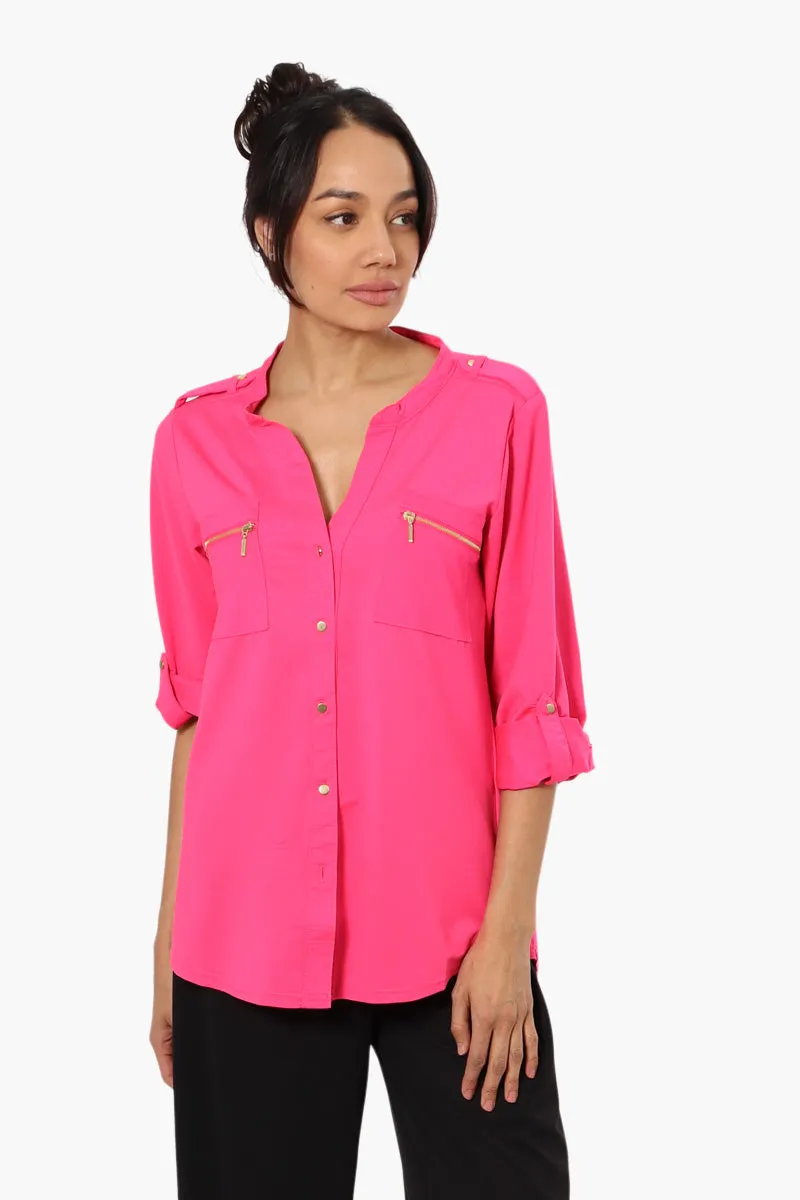Beechers Brook Zip Pocket Roll Up Sleeve Shirt - Pink sold by Fairweather