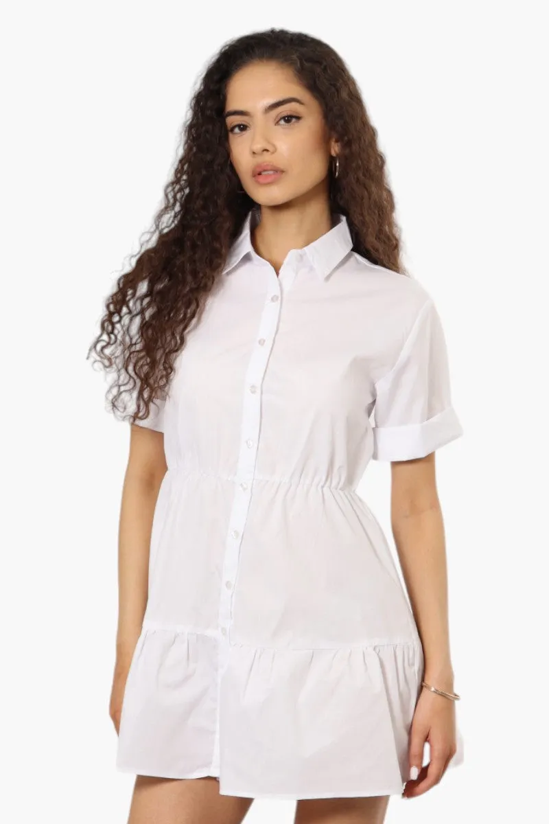 New Look Button Up Short Sleeve Day Dress - White sold by Fairweather