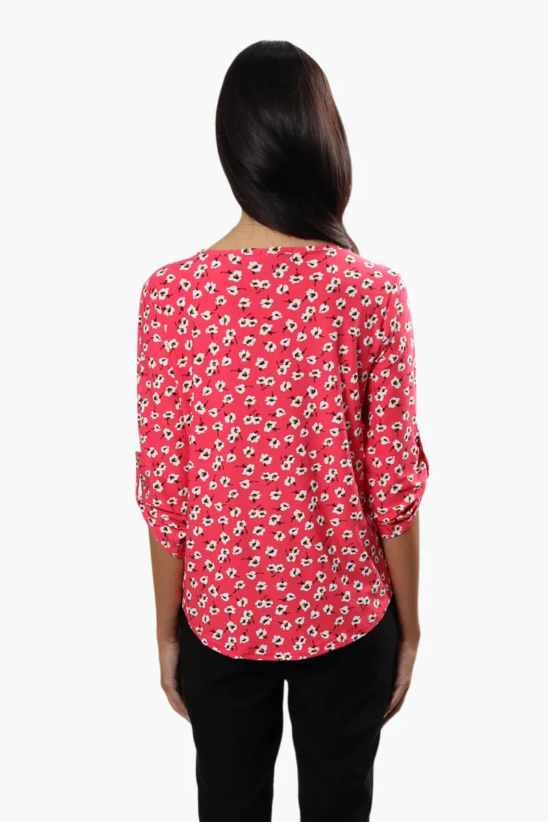 International INC Company Floral Roll Up Sleeve Blouse - Pink sold by Fairweather product image thumbnail 4