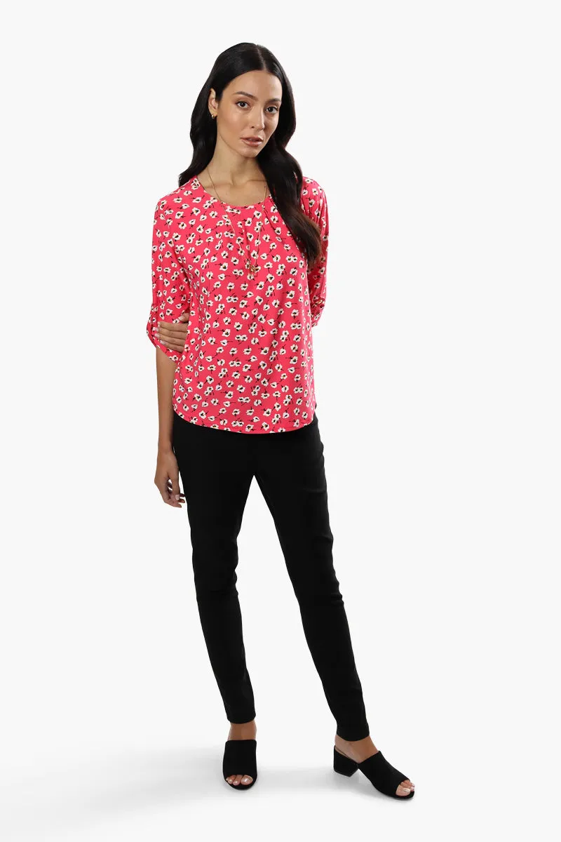 International INC Company Floral Roll Up Sleeve Blouse - Pink sold by Fairweather product image thumbnail 2