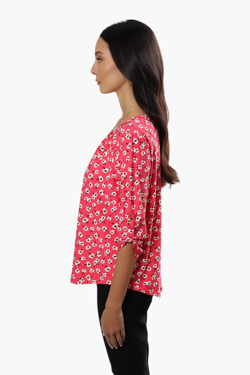 International INC Company Floral Roll Up Sleeve Blouse - Pink sold by Fairweather product image thumbnail 3