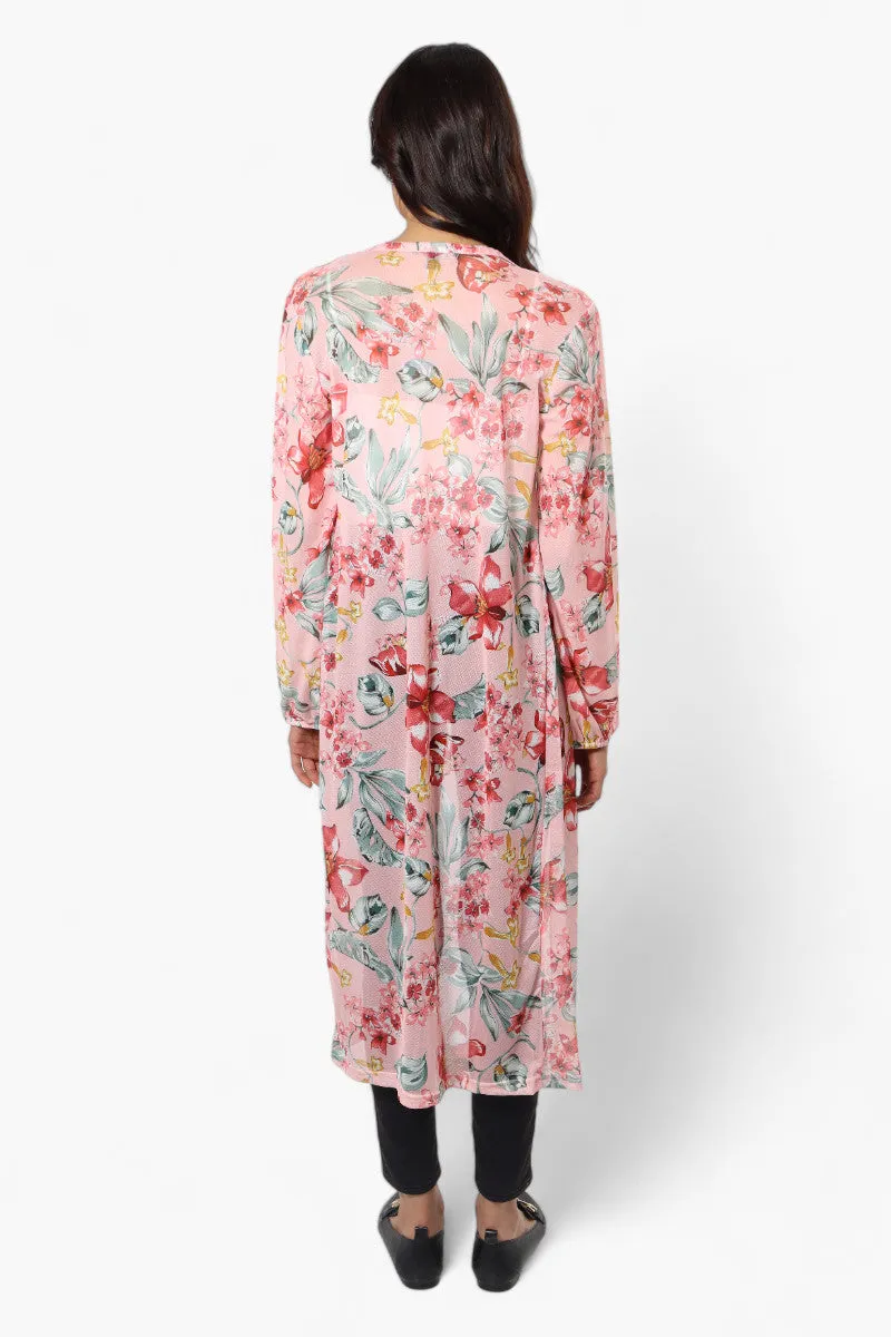 Limite Floral Sheer Duster Cardigan - Pink sold by Fairweather product image thumbnail 4