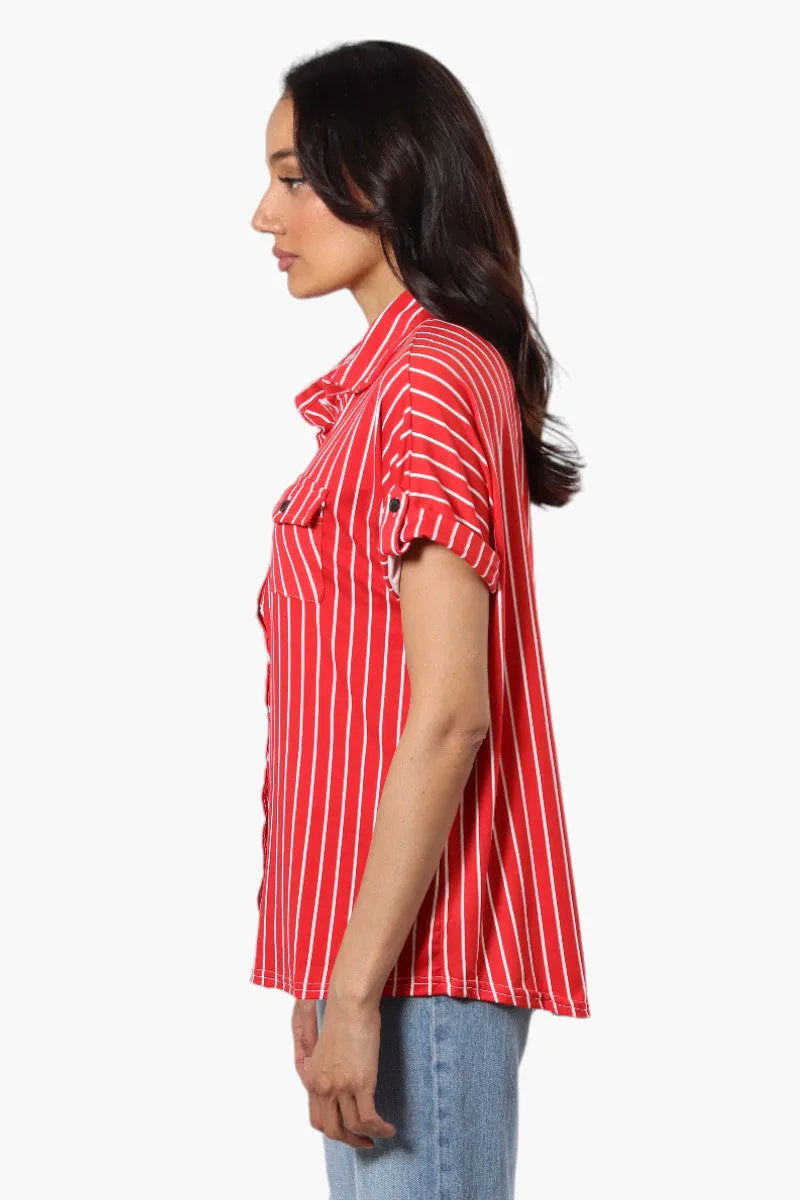 Urbanology Plaid Front Flap Pocket Shirt - Red sold by Fairweather product image thumbnail 3