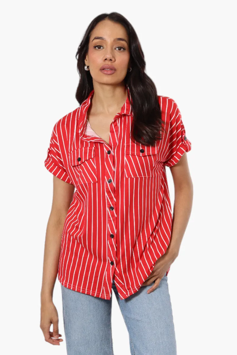 Urbanology Plaid Front Flap Pocket Shirt - Red sold by Fairweather