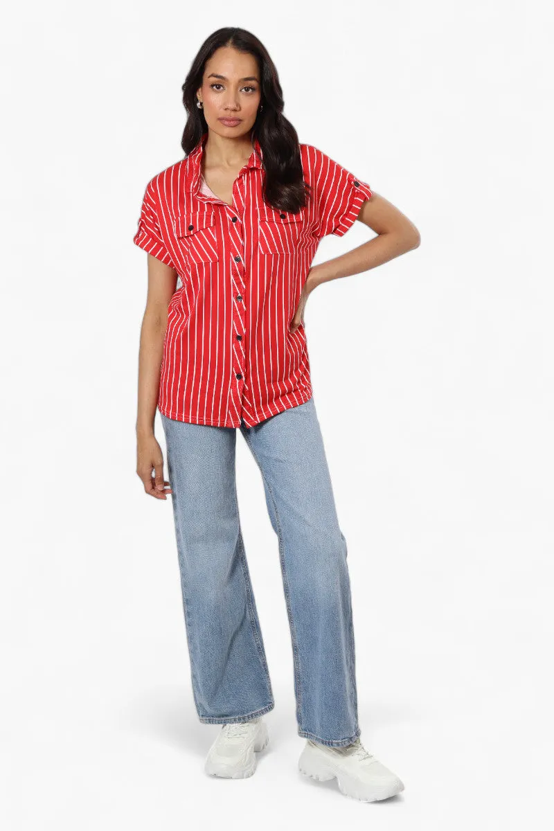 Urbanology Plaid Front Flap Pocket Shirt - Red sold by Fairweather product image thumbnail 2