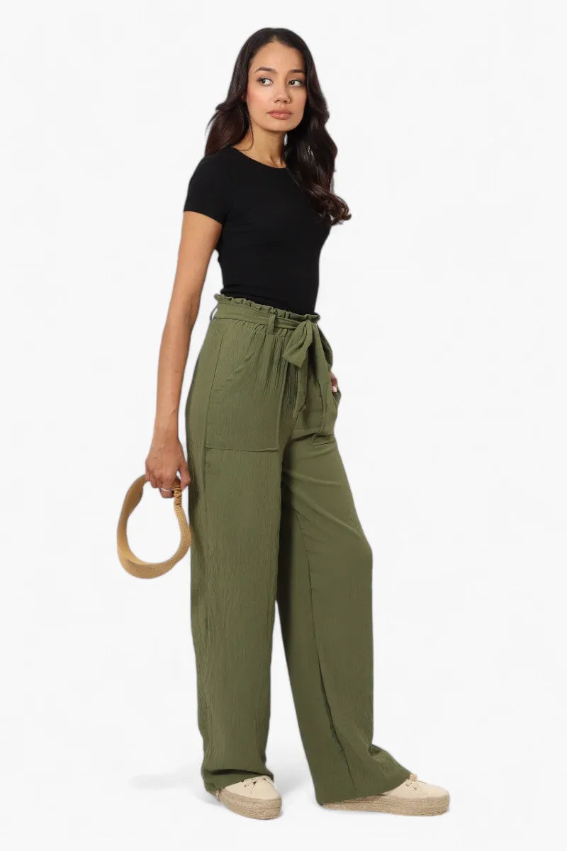 Urbanology Solid Belted Palazzo Pants - Green sold by Fairweather product image thumbnail 2