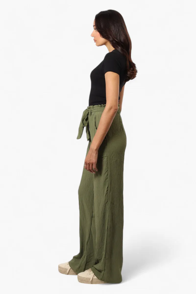 Urbanology Solid Belted Palazzo Pants - Green sold by Fairweather product image thumbnail 3