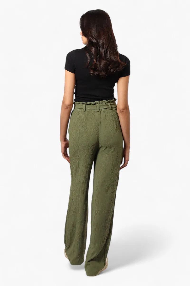 Urbanology Solid Belted Palazzo Pants - Green sold by Fairweather product image thumbnail 4