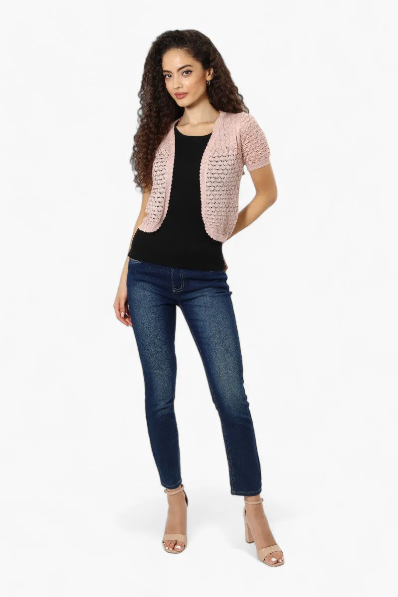 Impress Short Sleeve Crochet Shrug Cardigan - Pink sold by Fairweather product image thumbnail 2
