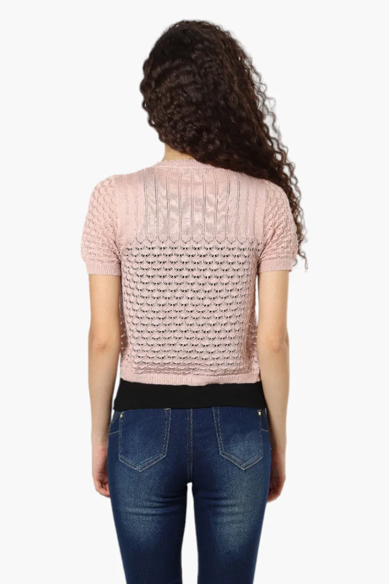Impress Short Sleeve Crochet Shrug Cardigan - Pink sold by Fairweather product image thumbnail 4