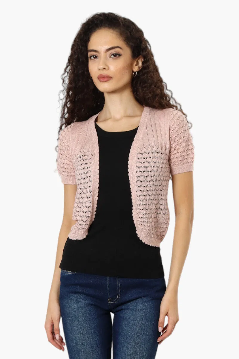 Impress Short Sleeve Crochet Shrug Cardigan - Pink sold by Fairweather