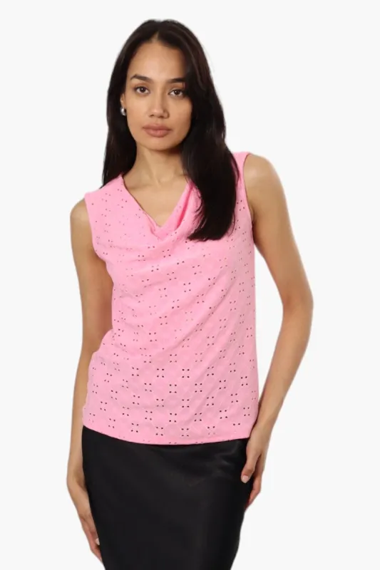 Urbanology Knit Eyelet Cowl Tank Top - Pink sold by Fairweather