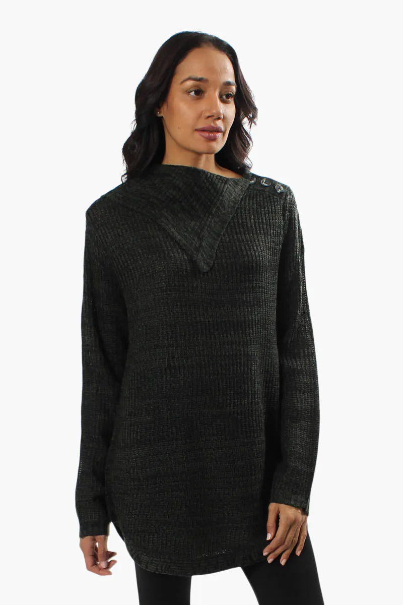 International INC Company Split Neck Knit Pullover Sweater - Olive sold by Fairweather