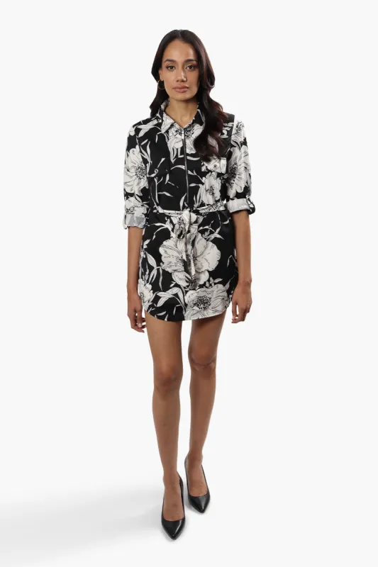 Beechers Brook Floral Flap Pocket Day Dress - Black sold by Fairweather