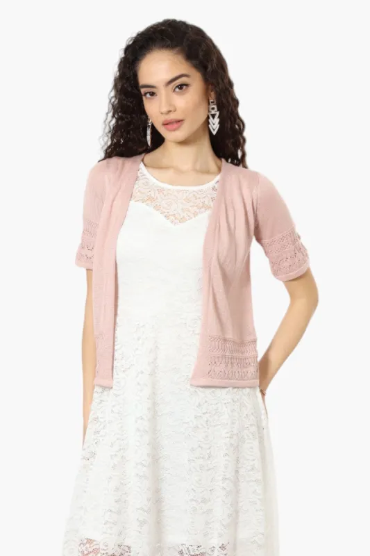 Impress Short Sleeve Crochet Shrug Cardigan - Pink sold by Fairweather