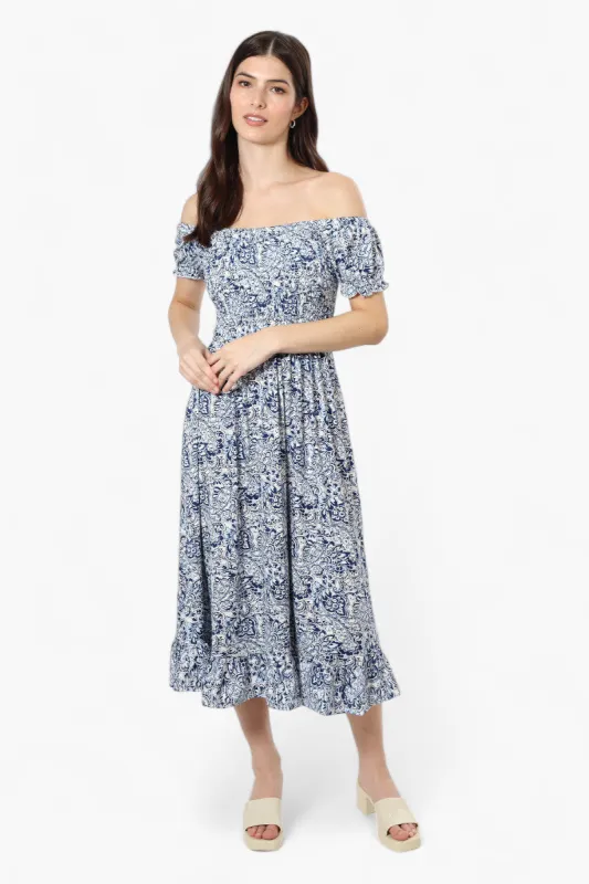 International INC Company Patterned Smock Maxi Dress - Whtie sold by Fairweather