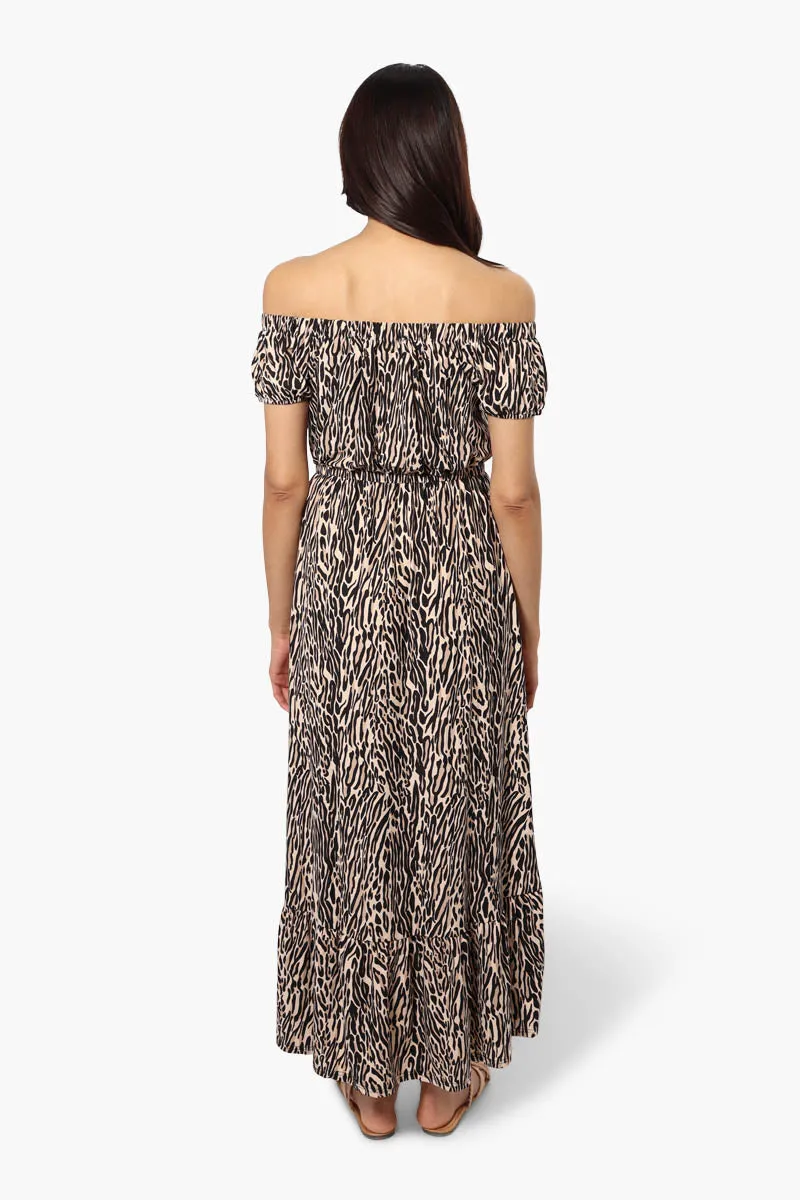 Limite Leopard Print Off Shoulder Maxi Dress - Beige sold by Fairweather product image thumbnail 4