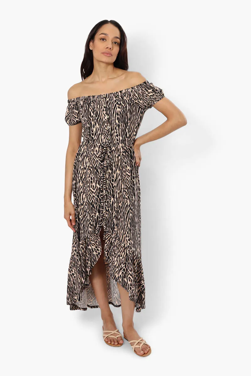 Limite Leopard Print Off Shoulder Maxi Dress - Beige sold by Fairweather product image thumbnail 2