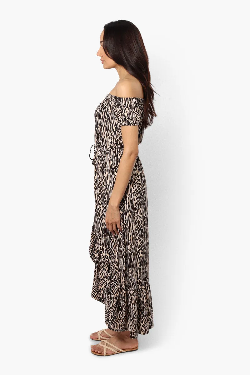 Limite Leopard Print Off Shoulder Maxi Dress - Beige sold by Fairweather product image thumbnail 3