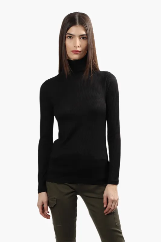 Majora Ribbed Turtleneck Long Sleeve Top - Black sold by Fairweather