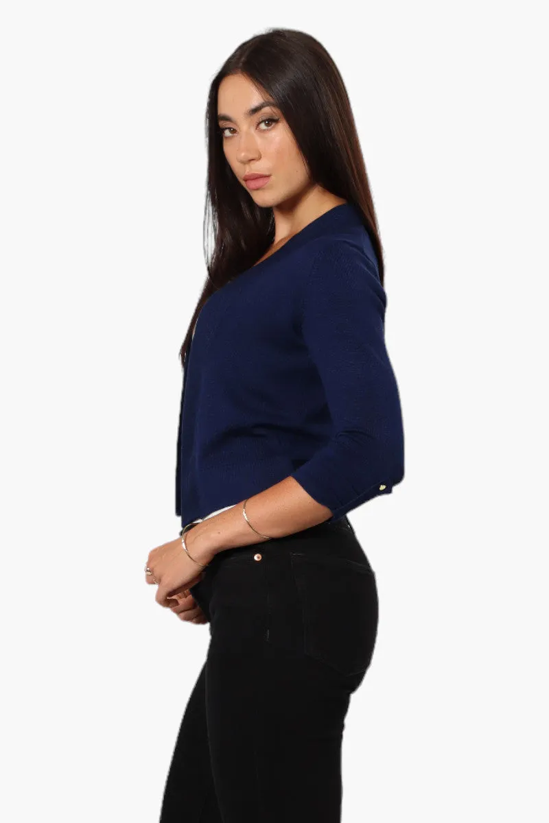 Impress Roll Up Sleeve Open Shrug Cardigan - Navy sold by Fairweather product image thumbnail 3