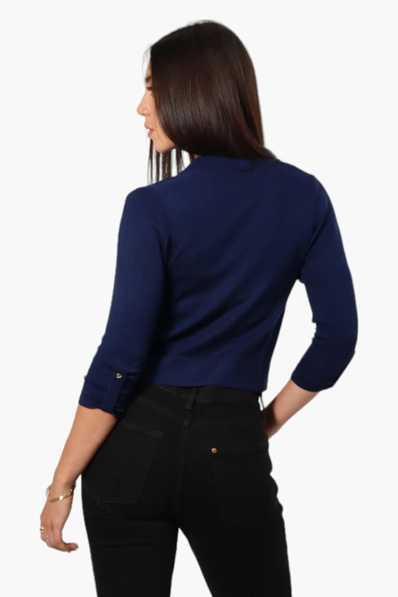 Impress Roll Up Sleeve Open Shrug Cardigan - Navy sold by Fairweather product image thumbnail 4