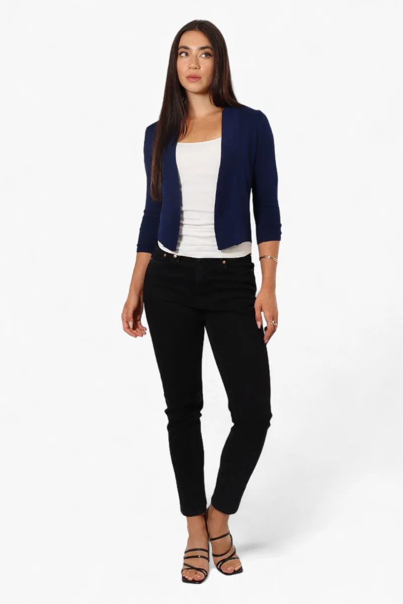 Impress Roll Up Sleeve Open Shrug Cardigan - Navy sold by Fairweather product image thumbnail 2