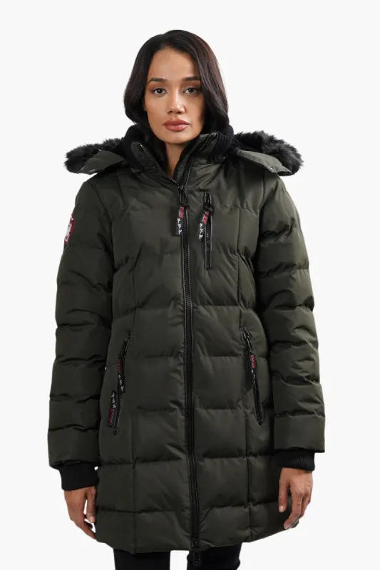 Canada Weather Gear Vegan Fur Hood Parka Jacket - Olive sold by Fairweather