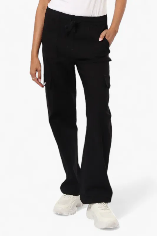 Urbanology Solid Tie Waist Cargo Pants - Black sold by Fairweather
