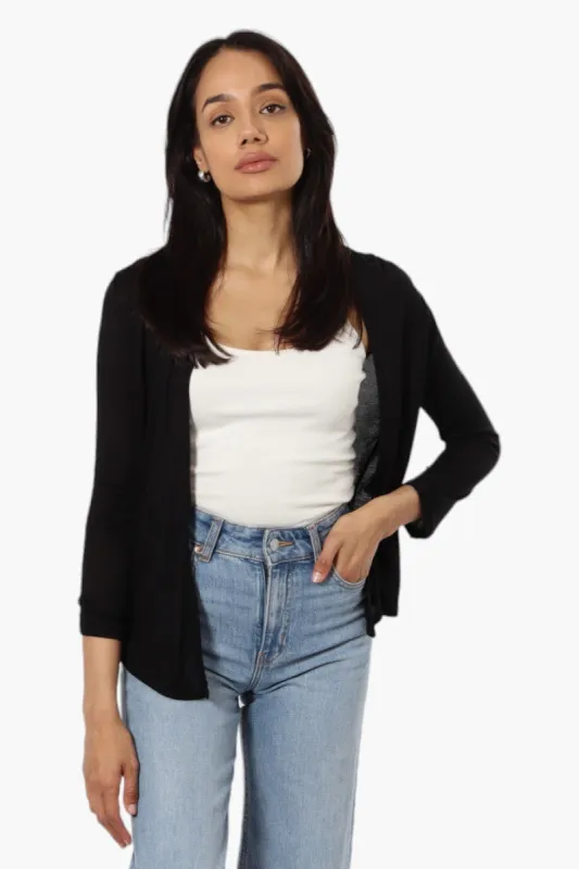 Magazine Long Sleeve Wrap Cardigan - Black sold by Fairweather