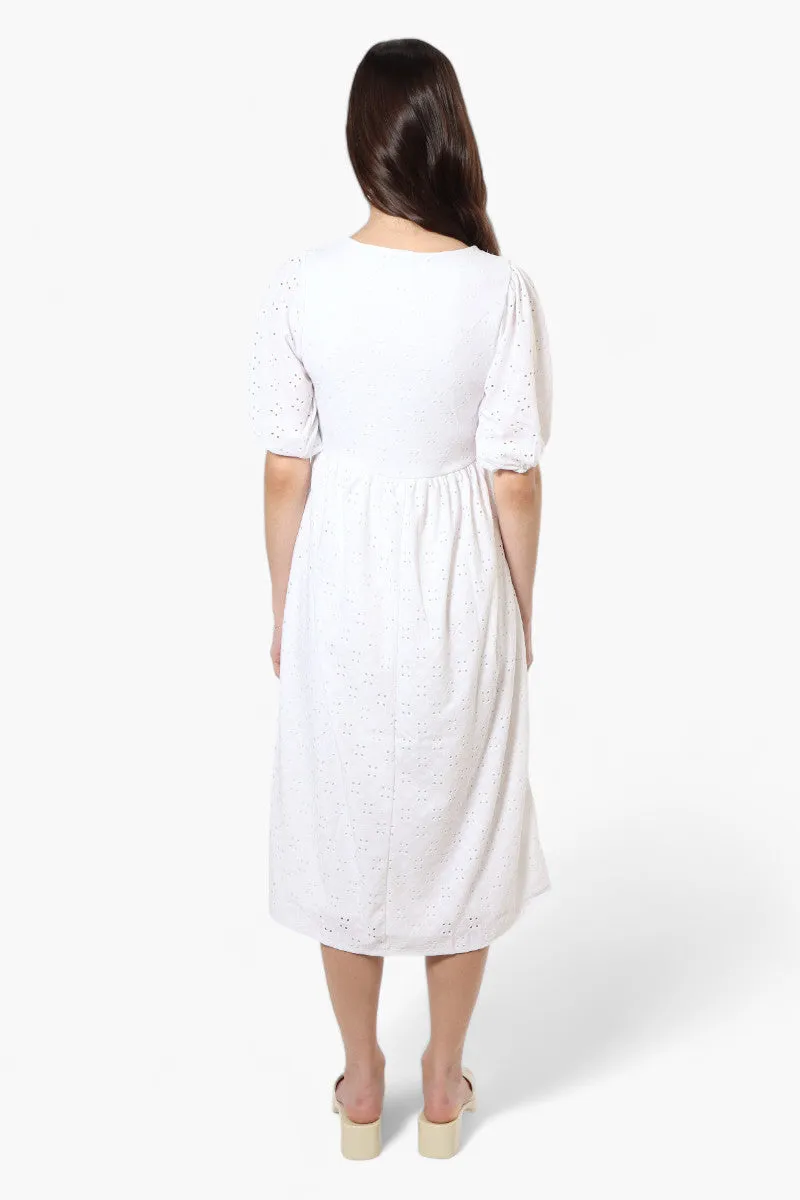 Urbanology Front Tie Puff Sleeve Maxi Dress - White sold by Fairweather product image thumbnail 4