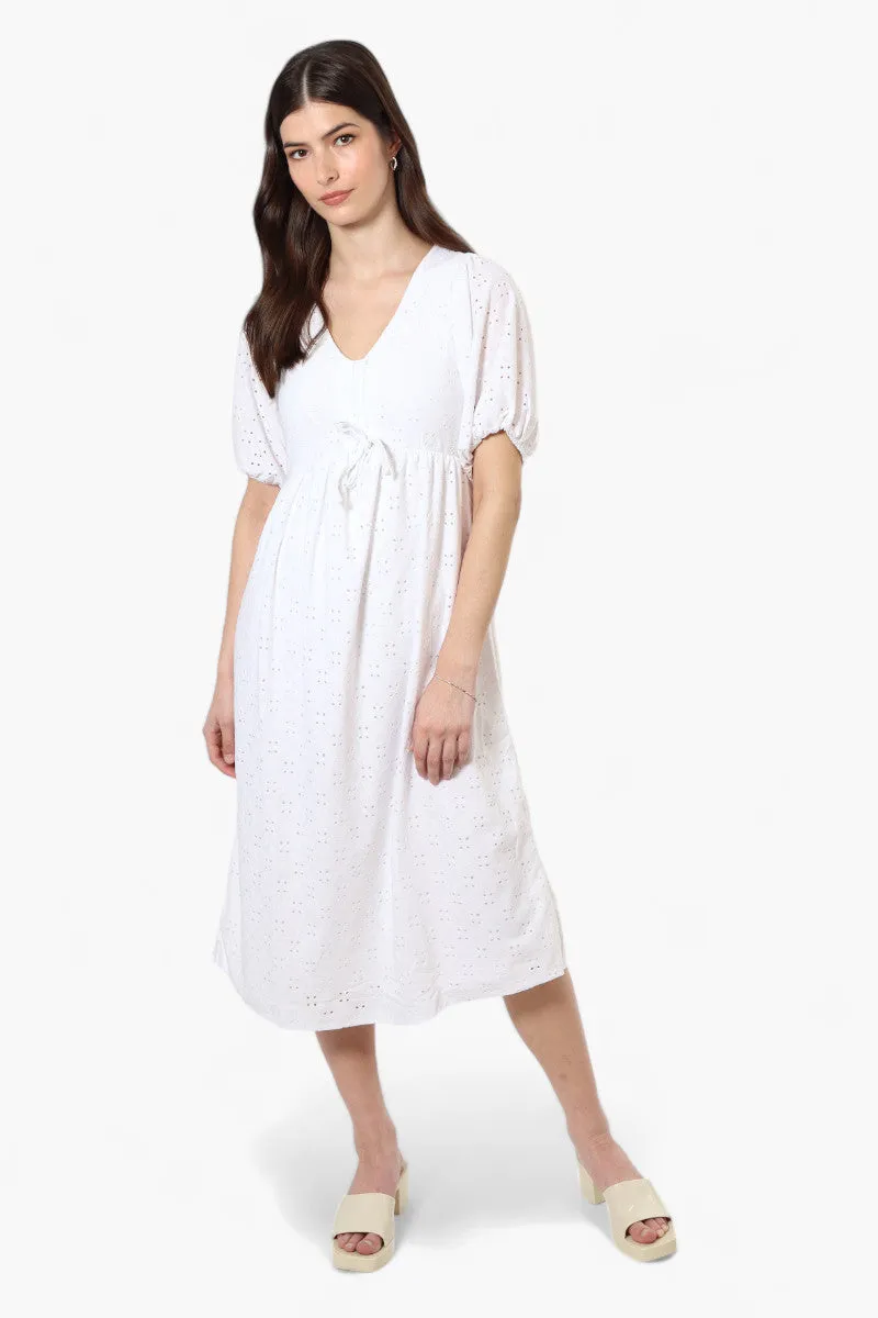 Urbanology Front Tie Puff Sleeve Maxi Dress - White sold by Fairweather