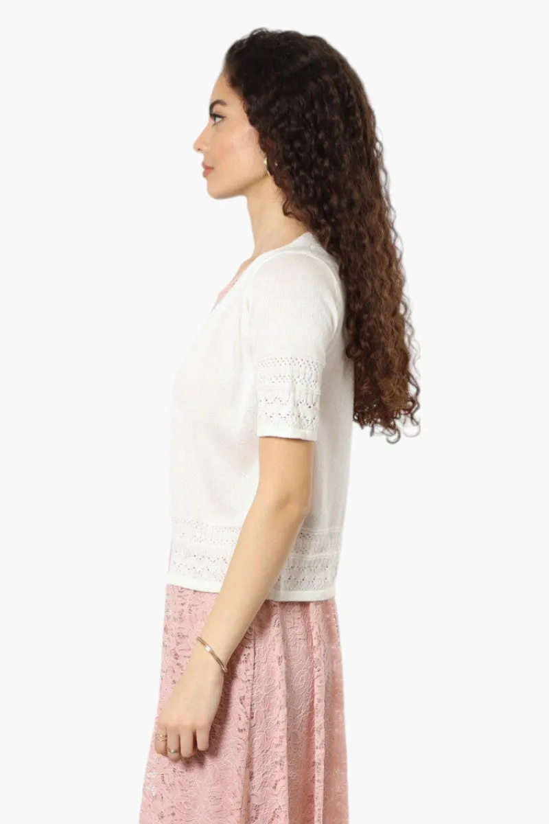 Impress Short Sleeve Crochet Shrug Cardigan - White sold by Fairweather product image thumbnail 3