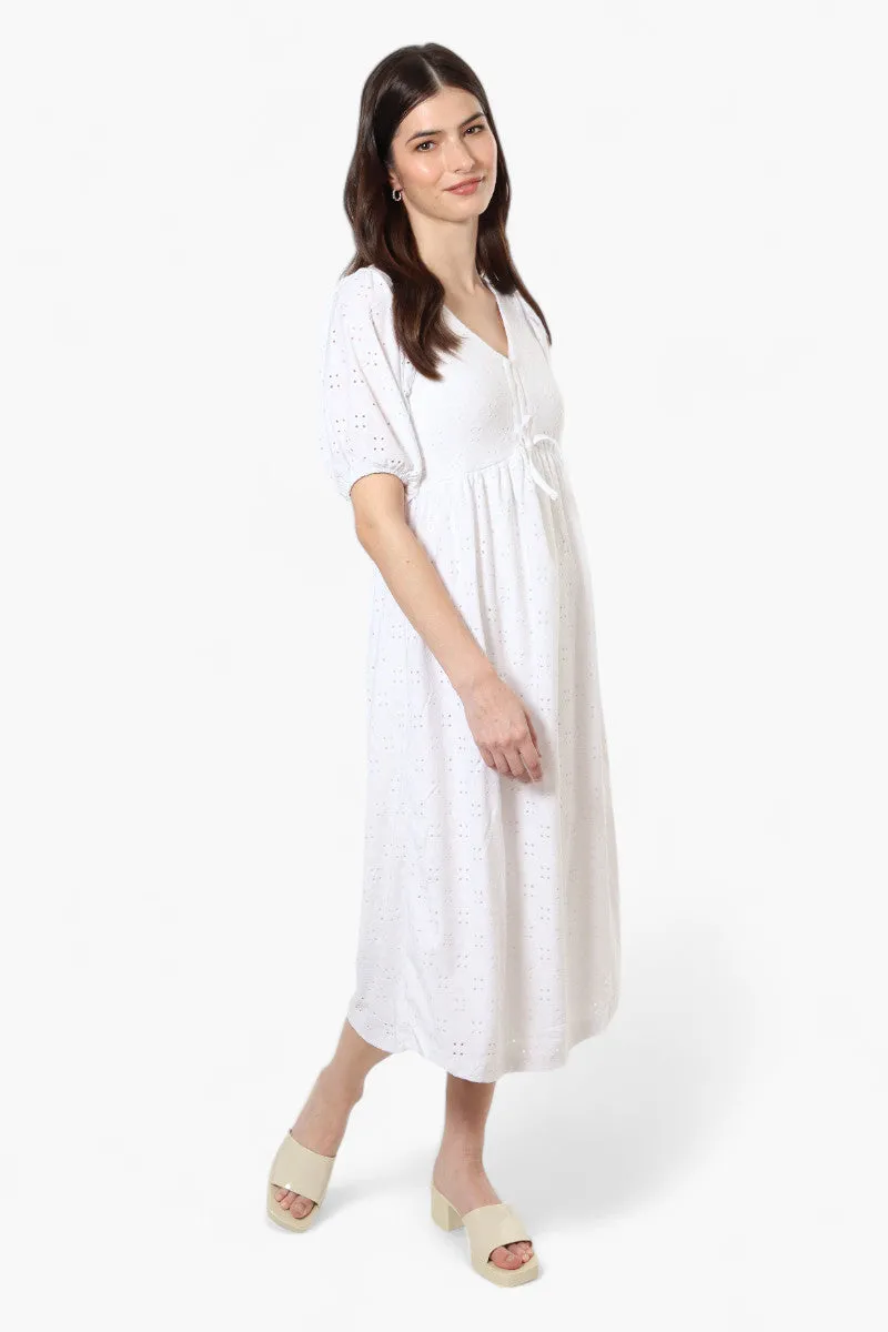 Urbanology Front Tie Puff Sleeve Maxi Dress - White sold by Fairweather product image thumbnail 2