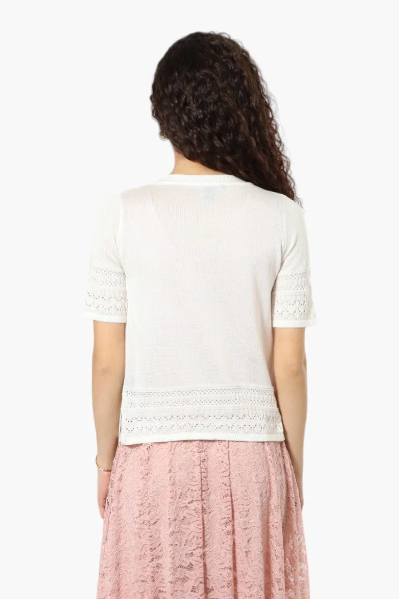 Impress Short Sleeve Crochet Shrug Cardigan - White sold by Fairweather product image thumbnail 4
