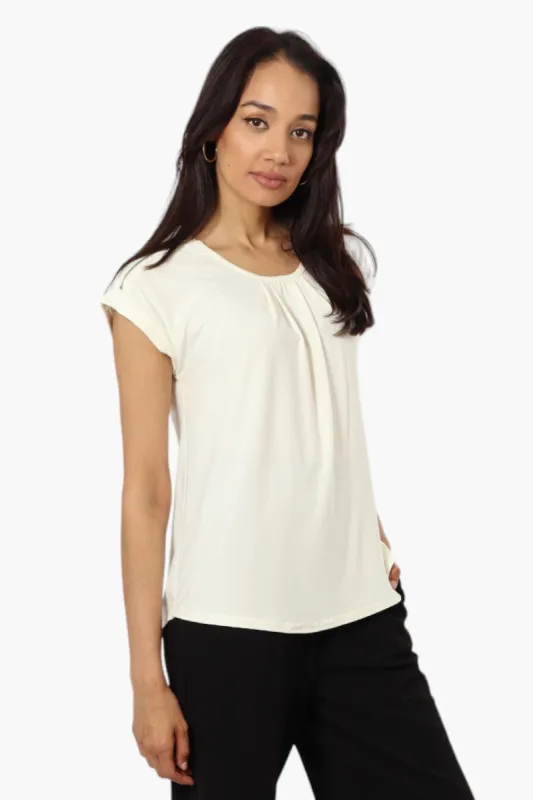 International INC Company Zip Shoulder Cap Sleeve Blouse - White sold by Fairweather