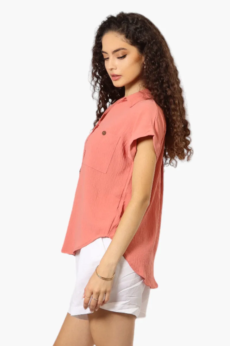 Urbanology Button Up Cap Sleeve Blouse - Pink sold by Fairweather product image thumbnail 3