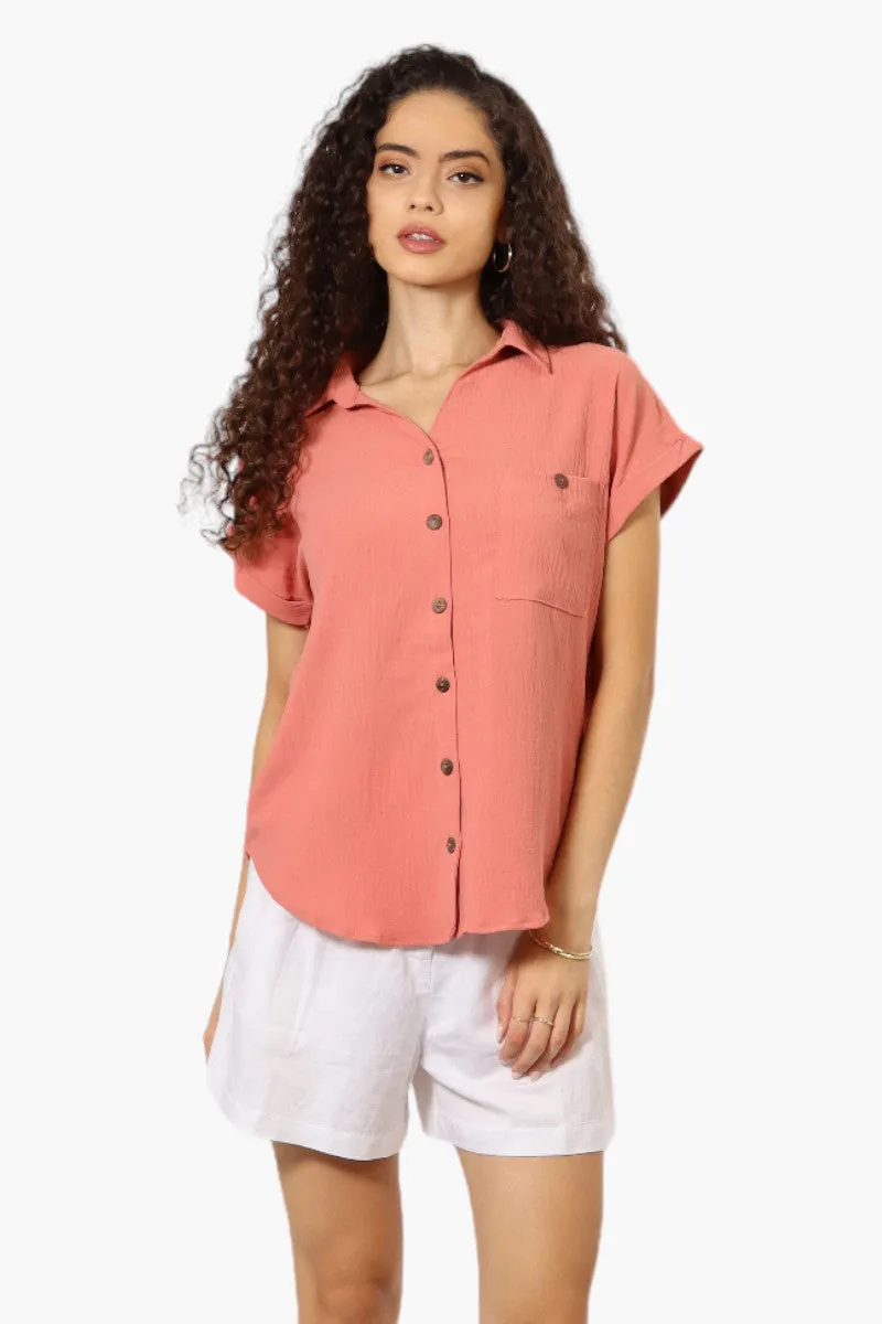Urbanology Button Up Cap Sleeve Blouse - Pink sold by Fairweather