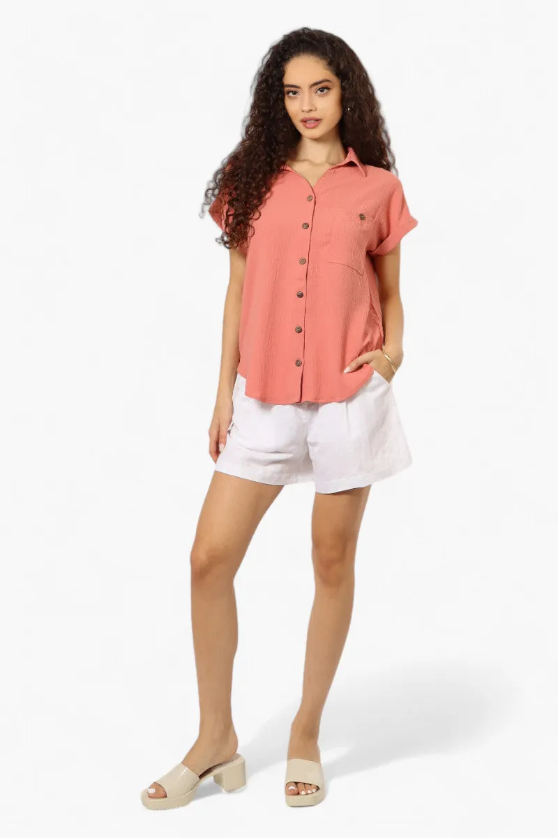 Urbanology Button Up Cap Sleeve Blouse - Pink sold by Fairweather product image thumbnail 2