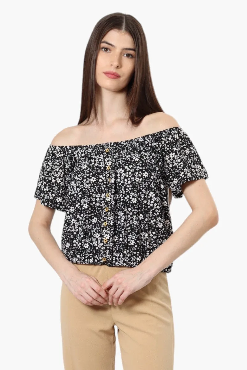 International INC Company Floral Button Down Blouse - Black sold by Fairweather