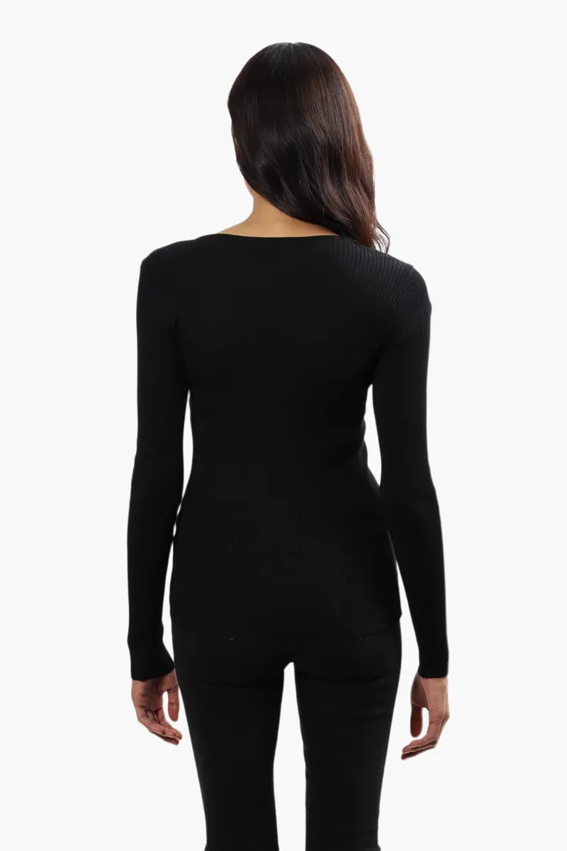 Limite Ribbed Keyhole Shoulder Pullover Sweater - Black sold by Fairweather product image thumbnail 4