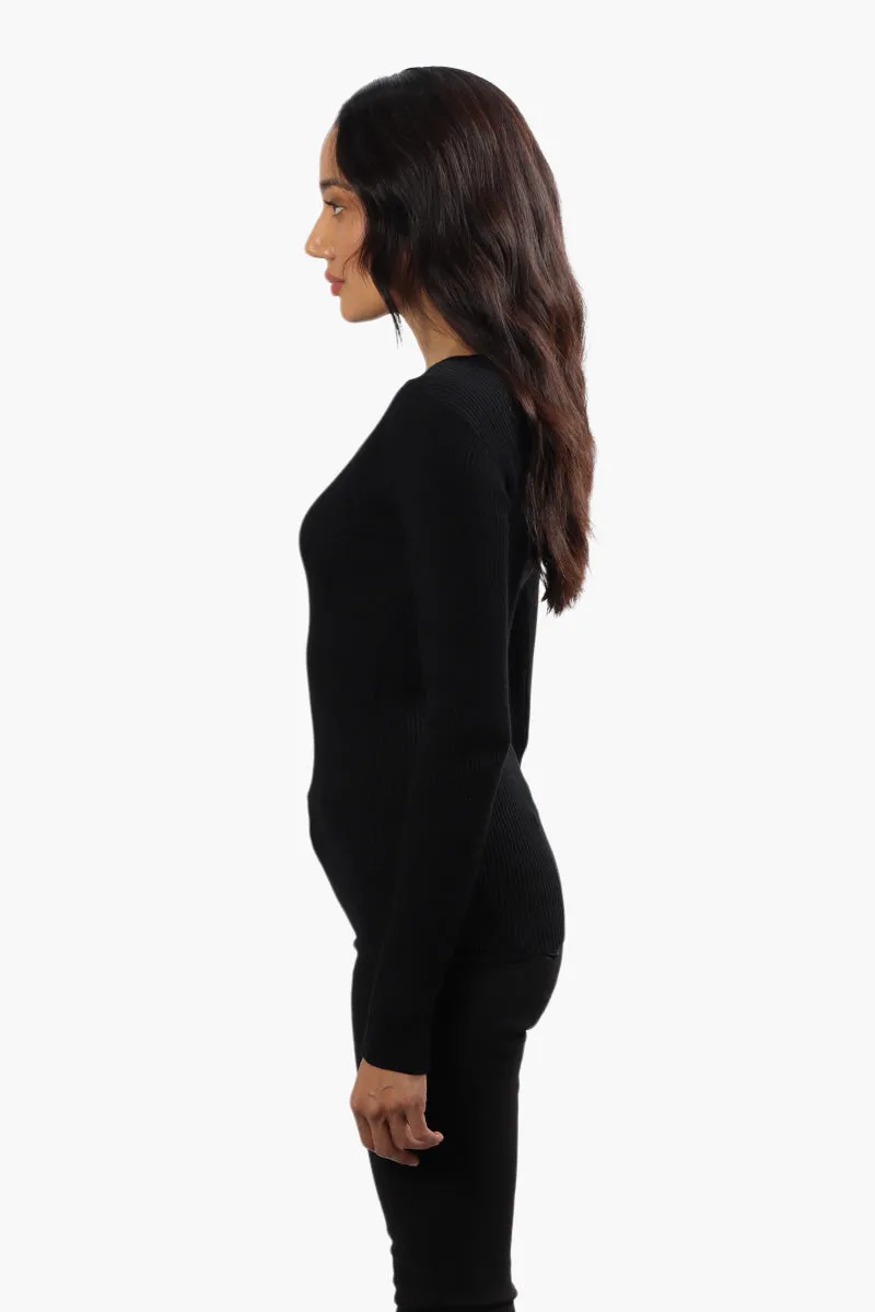 Limite Ribbed Keyhole Shoulder Pullover Sweater - Black sold by Fairweather product image thumbnail 3