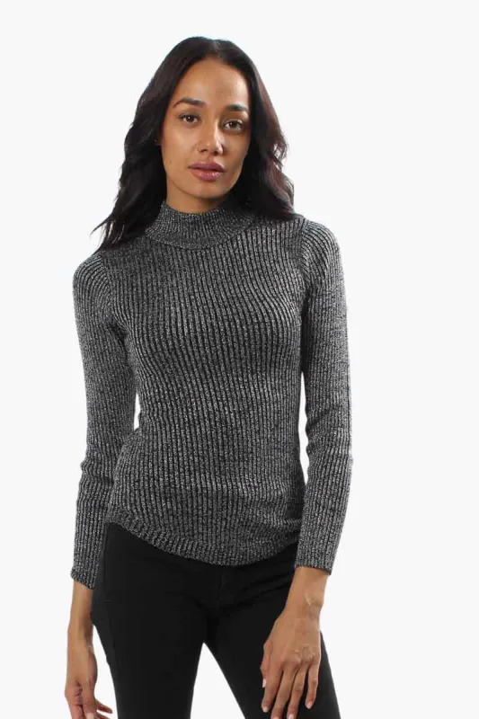 Limite Ribbed Mock Neck Pullover Sweater - Grey sold by Fairweather