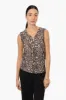 International INC Company Leopard Print Front Zip Tank Top - Beige sold by Fairweather