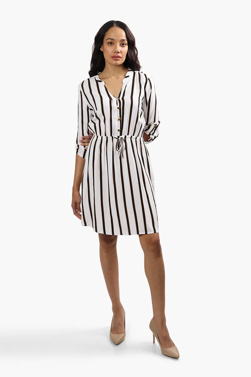 Beechers Brook Striped Roll Up Sleeve Day Dress - White sold by Fairweather product image thumbnail 2