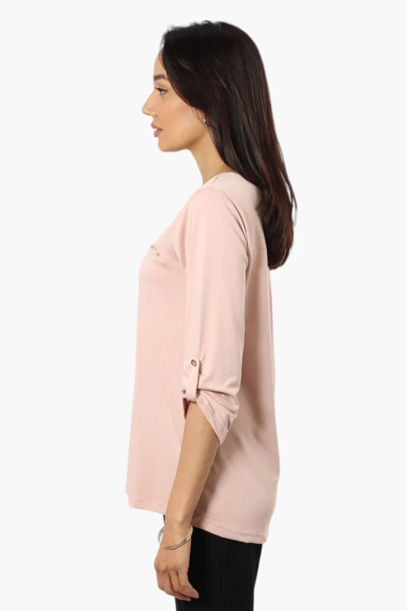 International INC Company Roll Up Sleeve Front Pocket Shirt - Blush sold by Fairweather product image thumbnail 3