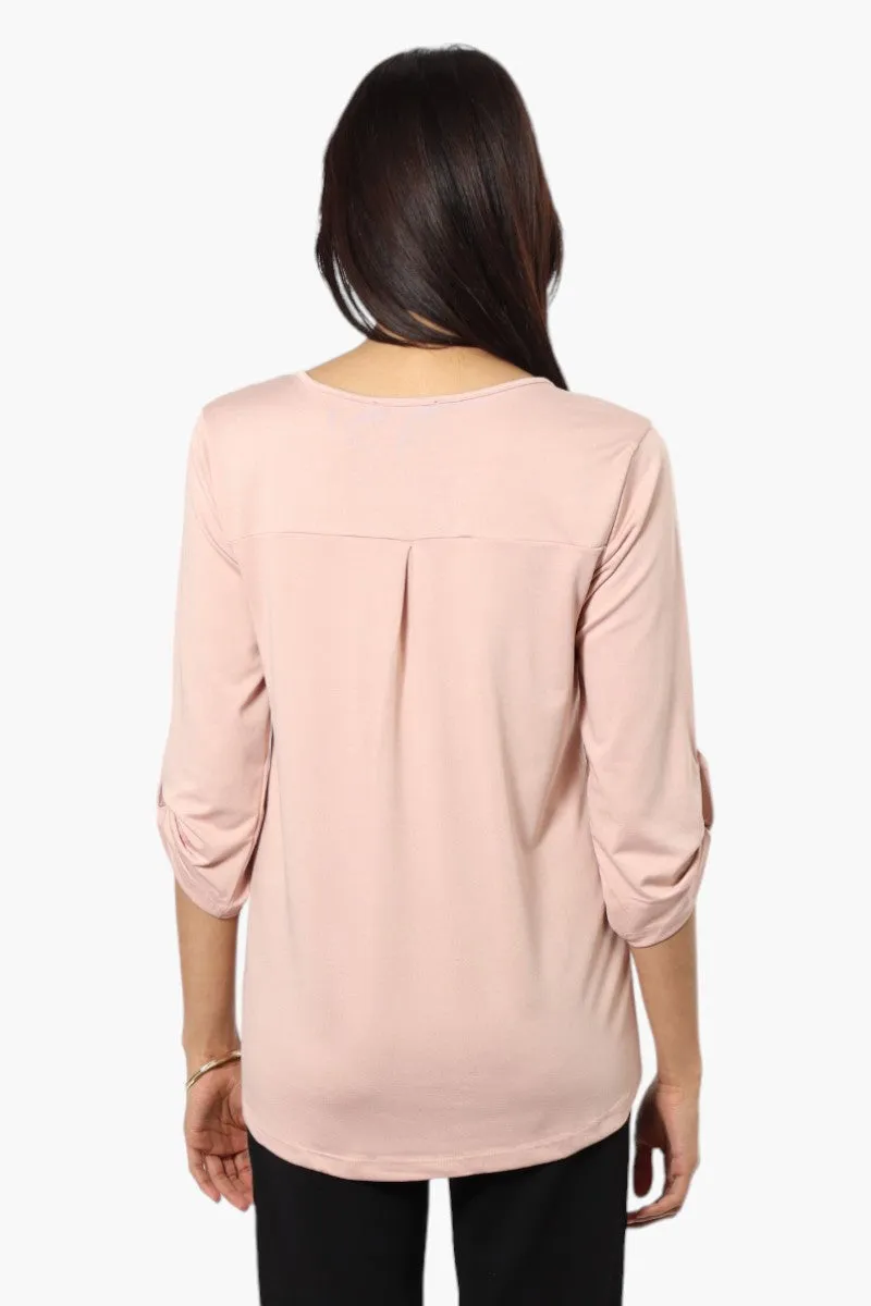 International INC Company Roll Up Sleeve Front Pocket Shirt - Blush sold by Fairweather product image thumbnail 4