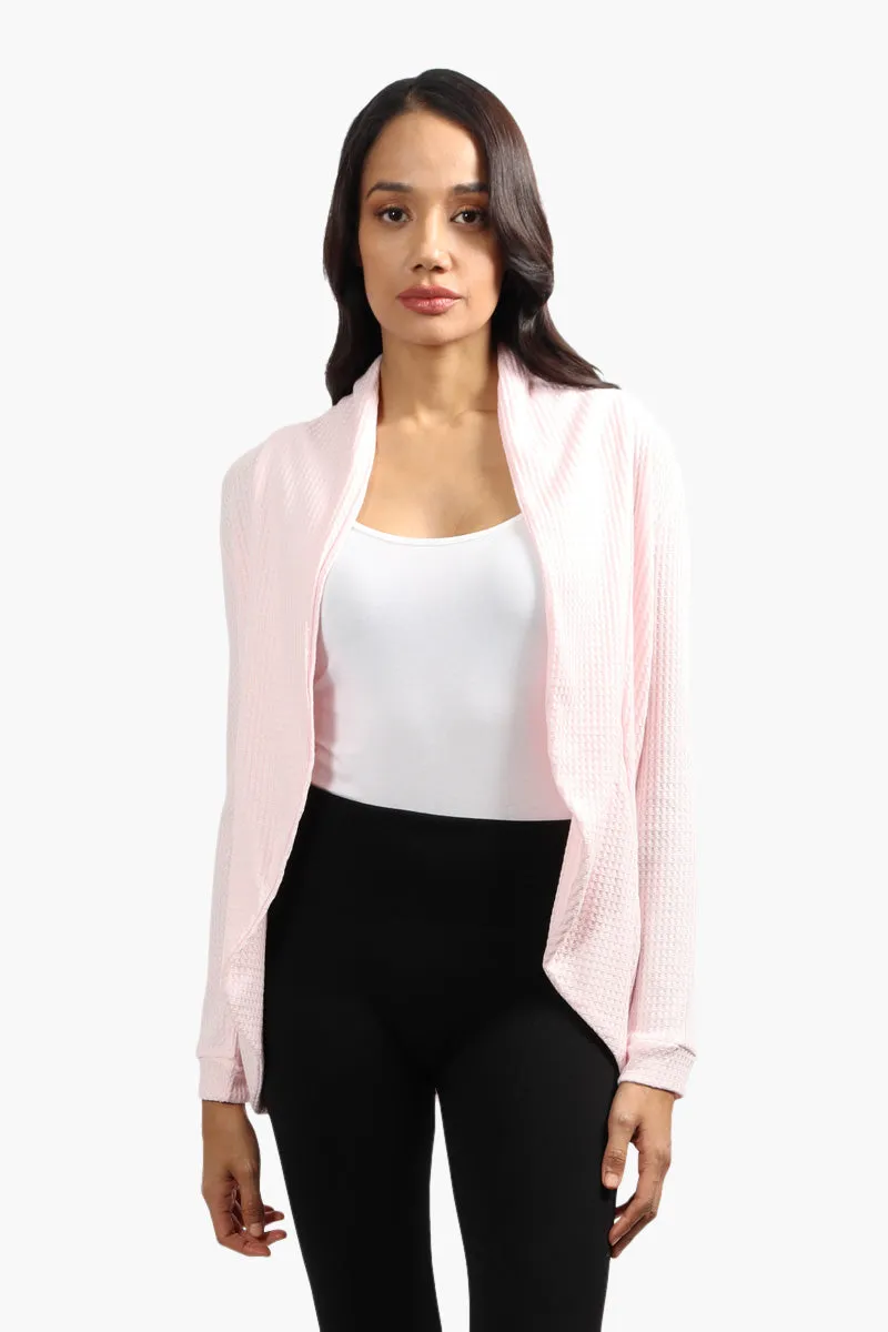 Mikk Waffle Open Front Cardigan - Pink sold by Fairweather