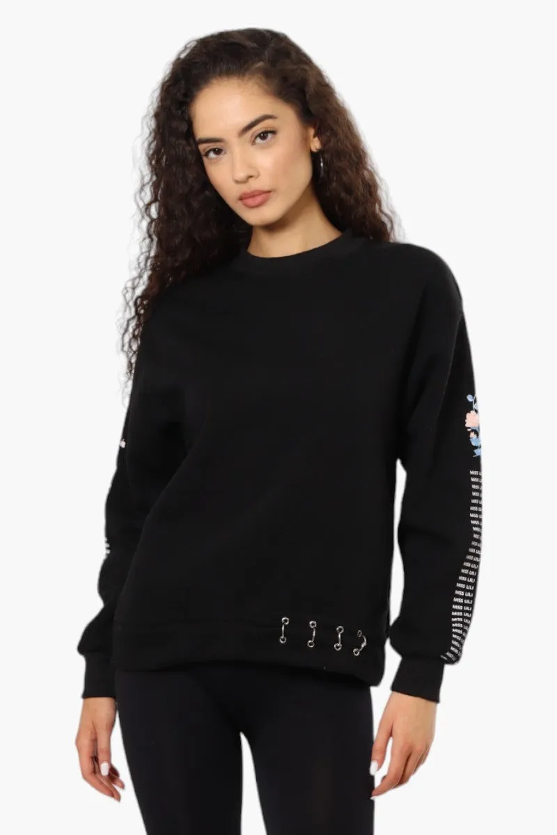 Lili Sport Crewneck Sleeve Detail Sweatshirt - Black sold by Fairweather