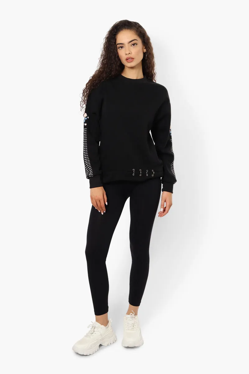 Lili Sport Crewneck Sleeve Detail Sweatshirt - Black sold by Fairweather product image thumbnail 2